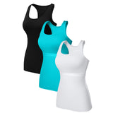Charmo Womens 3-packs Cotton Tank Tops Fitting Racerback Undershirts Base Layer Camisole with Shelf Bra