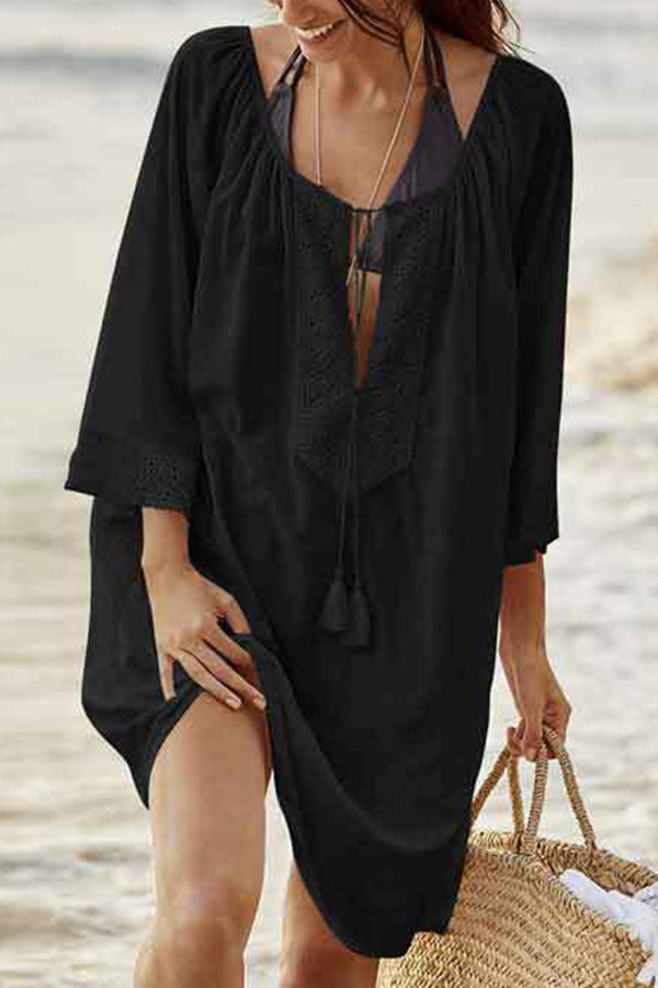 Solid Color Strappy Bohemia Gauze Beachwear