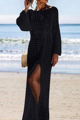 Glamorous Drawstring Side Split Crochet Beachwear