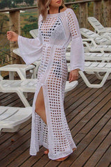 Glamorous Drawstring Side Split Crochet Beachwear