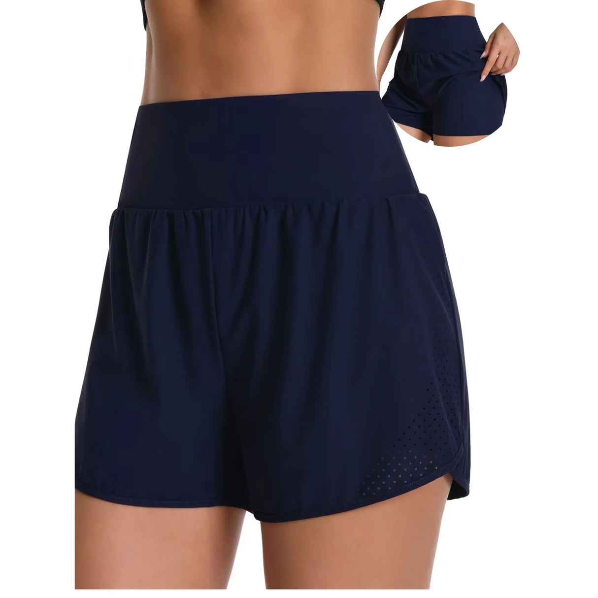 Charmo High Waisted Swim Shorts for Womens UPF 50+ Quick Dry Swim Trunks Tummy Control Swim Bottoms Built-in Boxer