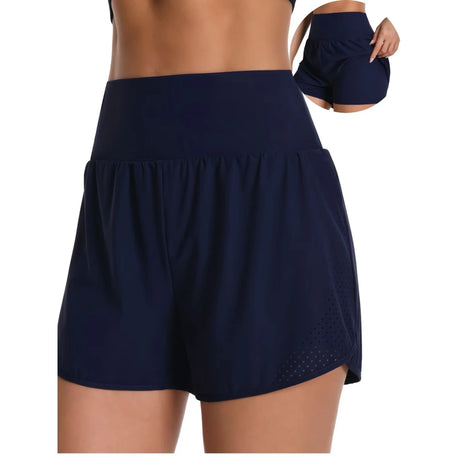 Charmo High Waisted Swim Shorts for Womens UPF 50+ Quick Dry Swim Trunks Tummy Control Swim Bottoms Built-in Boxer