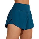 Charmo High Waisted Sport Swim Shorts for Womens Side Slits Boardshorts with Pockets UPF 50+