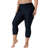 Charmo Plus Size Swim Bottoms for Womens High Waisted Swim Capris Long Swim Shorts