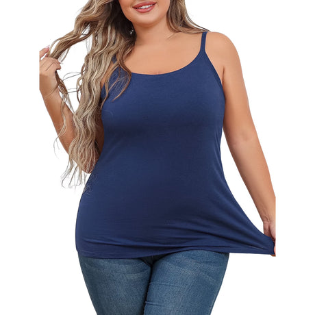 Charmo Plus Size Tank Tops for Womens Adjustable Strap Cotton Undershirt with Shelf Bra