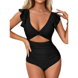 Charmo Women's One-Piece Swimsuit Ruffle Bathing Suit with Tummy Control Sexy Monokini Swimwear