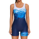 Charmo Women's One Piece Swimsuits Boyleg Shorts Full Coverage Slimming Bathing Suits Athletic Racerback Modest Swimwear