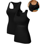 Charmo 2-Pack Cotton Tank Tops for Womens with Shelf Bra Racerback Yoga Camisole Workout Undershirts