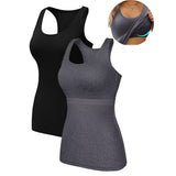 Charmo 2-Pack Cotton Tank Tops for Womens with Shelf Bra Racerback Yoga Camisole Workout Undershirts