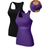 Charmo 2-Pack Cotton Tank Tops for Womens with Shelf Bra Racerback Yoga Camisole Workout Undershirts