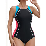 Charmo Color Blocked One Piece Swimsuit for Womens Athletic Bathing Suits Training Sport Slimming Swimwear