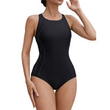 Charmo Color Blocked One Piece Swimsuit for Womens Athletic Bathing Suits Training Sport Slimming Swimwear