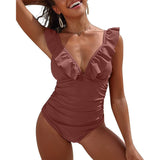 Charmo Women's One-Piece Swimsuit Ruffle Bathing Suit with Tummy Control Sexy Monokini Swimwear