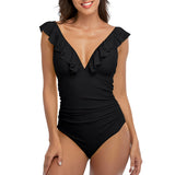 Charmo Women's One-Piece Swimsuit Ruffle Bathing Suit with Tummy Control Sexy Monokini Swimwear
