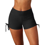 Charmo Scalloped Swim Shorts for Womens High Waisted Drawstring Swimsuit Bottoms Tankini Swim Board Shorts