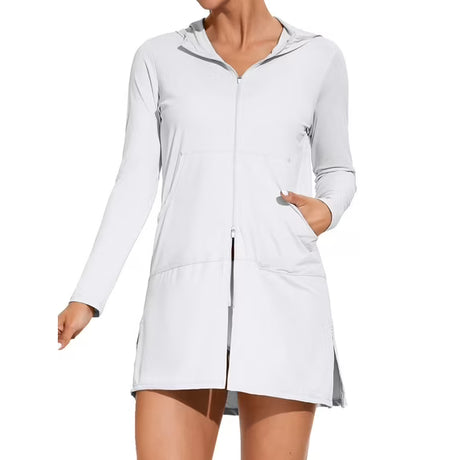 Asoul Women's Hooded UPF 50+ Rash Guard Long Sleeve UV Protection Zipper Swim Shirts Quick Dry Hiking Runing Shirts with Pockets