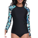 Charmo UPF 50+Swim Tops for Womens Long Sleeve Rashguard Printed Swim Shirts