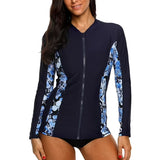 Charmo Women's Zipper Long Sleeve Rash Guard Sun Protection Swim Shirt Athletic Workout Running Tops Shirts