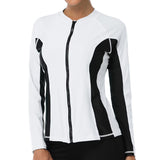 Charmo Women's Rash Guard UPF50+ SPF UV Protection Long Sleeve Swimsuit Tops Zip Front Swim Shirts Yoga Hiking Shirt Tops