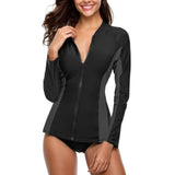 Charmo Women's Rash Guard UPF50+ SPF UV Protection Long Sleeve Swimsuit Tops Zip Front Swim Shirts Yoga Hiking Shirt Tops
