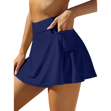 Charmo Womens Swim Skirt Bulit in Shorts Tummy Control Swimsuit Bottom with Side Pocket