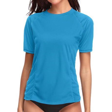 Charmo Womens Shorts Sleeve Swim Shirts UPF 50+ Sun Protection Rashiguard Hiking Runing Shirt Tops