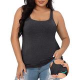Charmo Womens Plus Size Cotton Tank Tops with Shelf Bra Adjustable Wider Strap Camisole Basic Undershirts 1X-5X