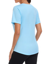 Charmo Womens Shorts Sleeve Swim Shirts UPF 50+ Sun Protection Rashiguard Hiking Runing Shirt Tops