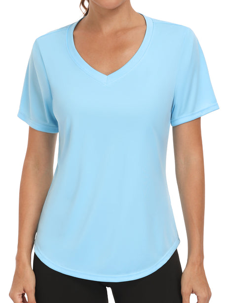 Charmo Womens Shorts Sleeve Swim Shirts UPF 50+ Sun Protection Rashiguard Hiking Runing Shirt Tops