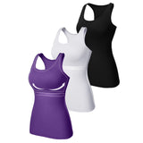 Charmo Womens 3-packs Cotton Tank Tops Fitting Racerback Undershirts Base Layer Camisole with Shelf Bra
