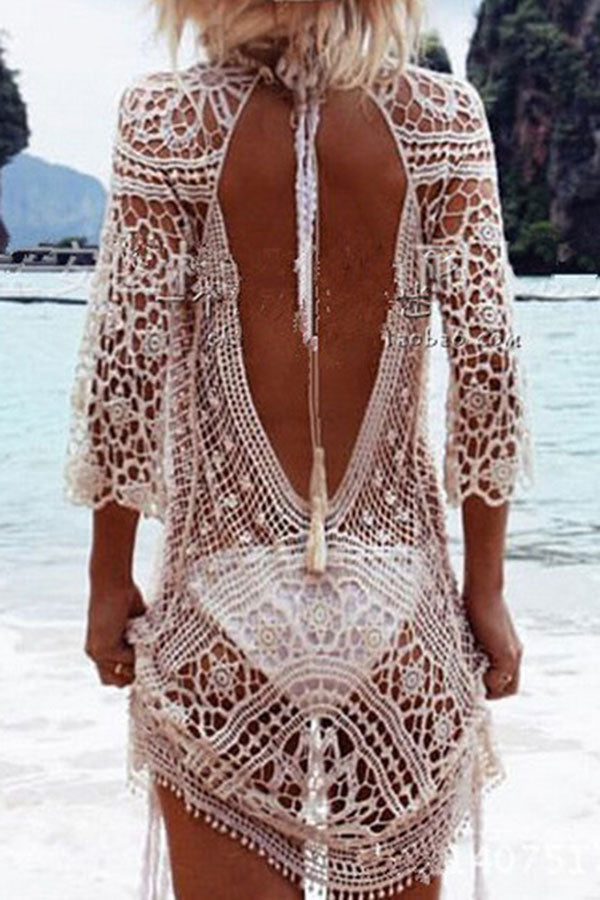 White Bohemia Backless Beachwear