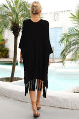 Hollow-Out Feminine Tassel Side Split Beachwear