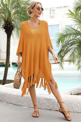 Hollow-Out Feminine Tassel Side Split Beachwear