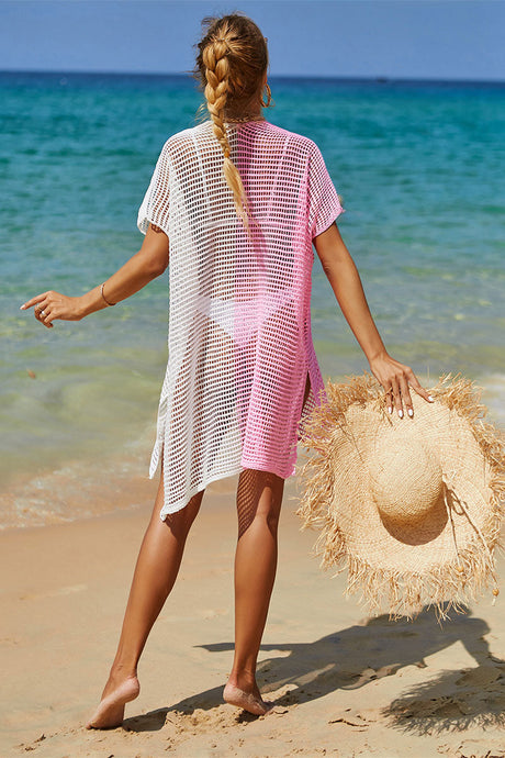 Color Block Relaxed Hollow-Out Side Split Beachwear