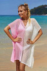 Color Block Relaxed Hollow-Out Side Split Beachwear