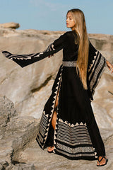 Dramatic Wide Sleeve Belted Beachwear