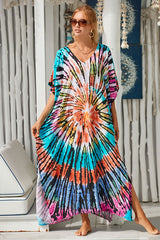 Colorful Tie Dye On-trend Side Split Beachwear