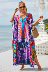 Colorful Tie Dye On-trend Side Split Beachwear