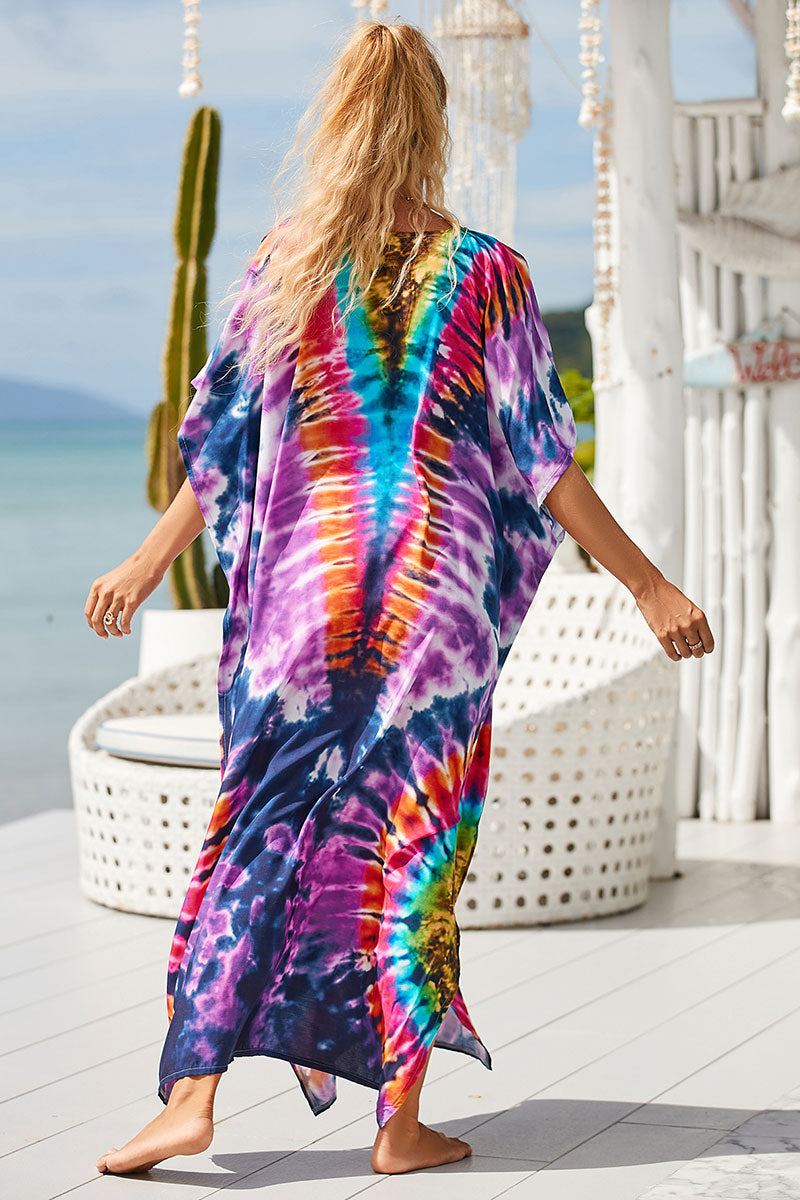 Colorful Tie Dye On-trend Side Split Beachwear