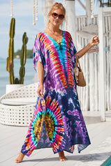 Colorful Tie Dye On-trend Side Split Beachwear