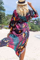 Abstract Print Patchwork Feminine Belted Beachwear