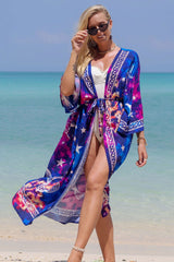 Abstract Print Patchwork Feminine Belted Beachwear