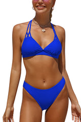 Sexy V Neck High Cut Backless Bikini Suits