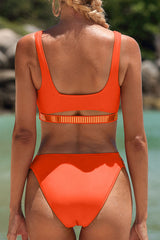 Square Neck Wide Strap Cut Out High Cut Bikini Suits