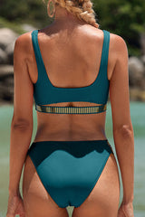 Square Neck Wide Strap Cut Out High Cut Bikini Suits