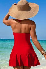 Halter Cut Out Tie Side Backless Beach Swimdress