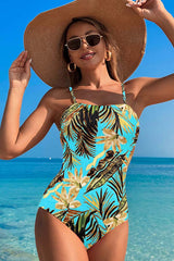 Colorful Plants Print Modest One Piece Swimsuit