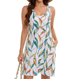Sociala Cotton V Neck Tank Dresses for Womens Built in Bra Summer Dresses with Pockets