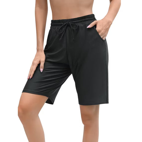 Sociala Swim Shorts for Womens Long Board Shorts with Pockets Quick Dry Bikini Bottoms Boyleg Swimmear Liner