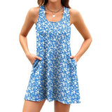 Sociala Cotton V Neck Tank Dresses for Womens Built in Bra Summer Dresses with Pockets